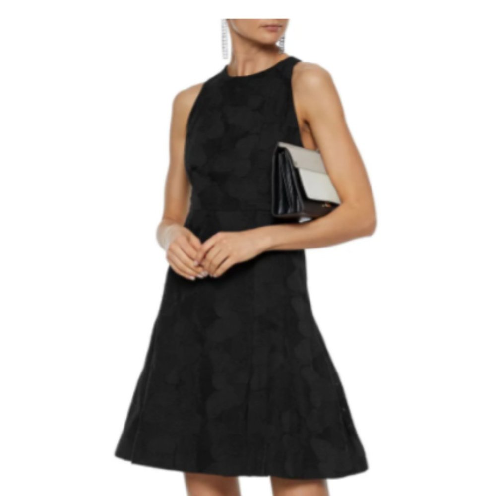 NWT HALSTON Black Embroidered Dress (2 and 4)